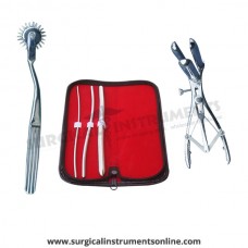 Hegar uterine dilator 3 pieces set,3-4, 5-6, 11-12, wartenberg pinwheel, mathieu speculum